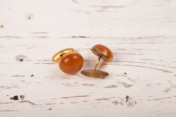 Rare Vintage Russian Soviet AMBER cufflinks  Made… - image 1