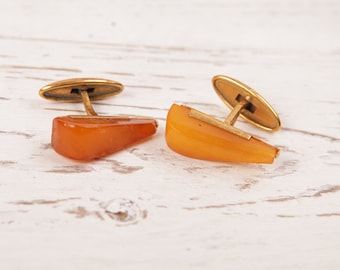 Rare Vintage Russian Soviet AMBER cufflinks  Made in USSR