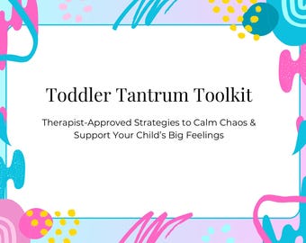 Tantrum Toolkit Printable | Toddler Calm Down Corner, Emotions Chart, Parenting Resource, Behavior Management for Kids
