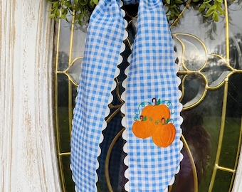 Blue Gingham Wreath Sash | Blank Embroidery Sash