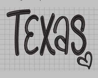 Texas Embroidery Design with Heart Accent | Digital Download