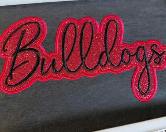 Bulldogs Glitter Applique Embroidery Design | Instant Download