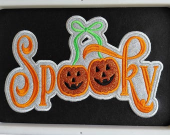 Spooky Halloween Embroidery Design, Glitter Applique Embroidery Files