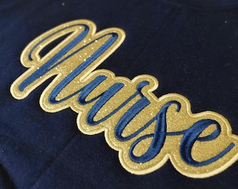 HTV Glitter Appliqué Nurse Embroidery Design | Nurse Applique