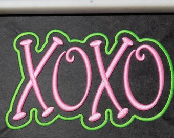 XOXO Puff Appliqué Embroidery Design, Valentine 3d Embroidery File
