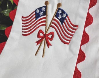 American Flag Bow Embroidery Design | Patriotic USA Wreath Sash Files
