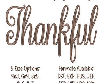 Thankful Embroidery Design, Thanksgiving Quick Stitch (Sizes & Formats)