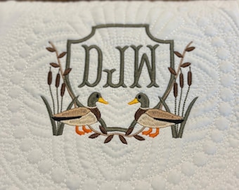 Mallard Duck Crest Embroidery Design | Monogrammed Baby Keepsake (Instant Download)