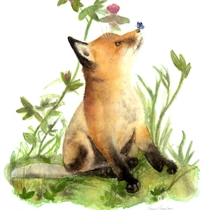 Fox Kit and Butterfly- Print