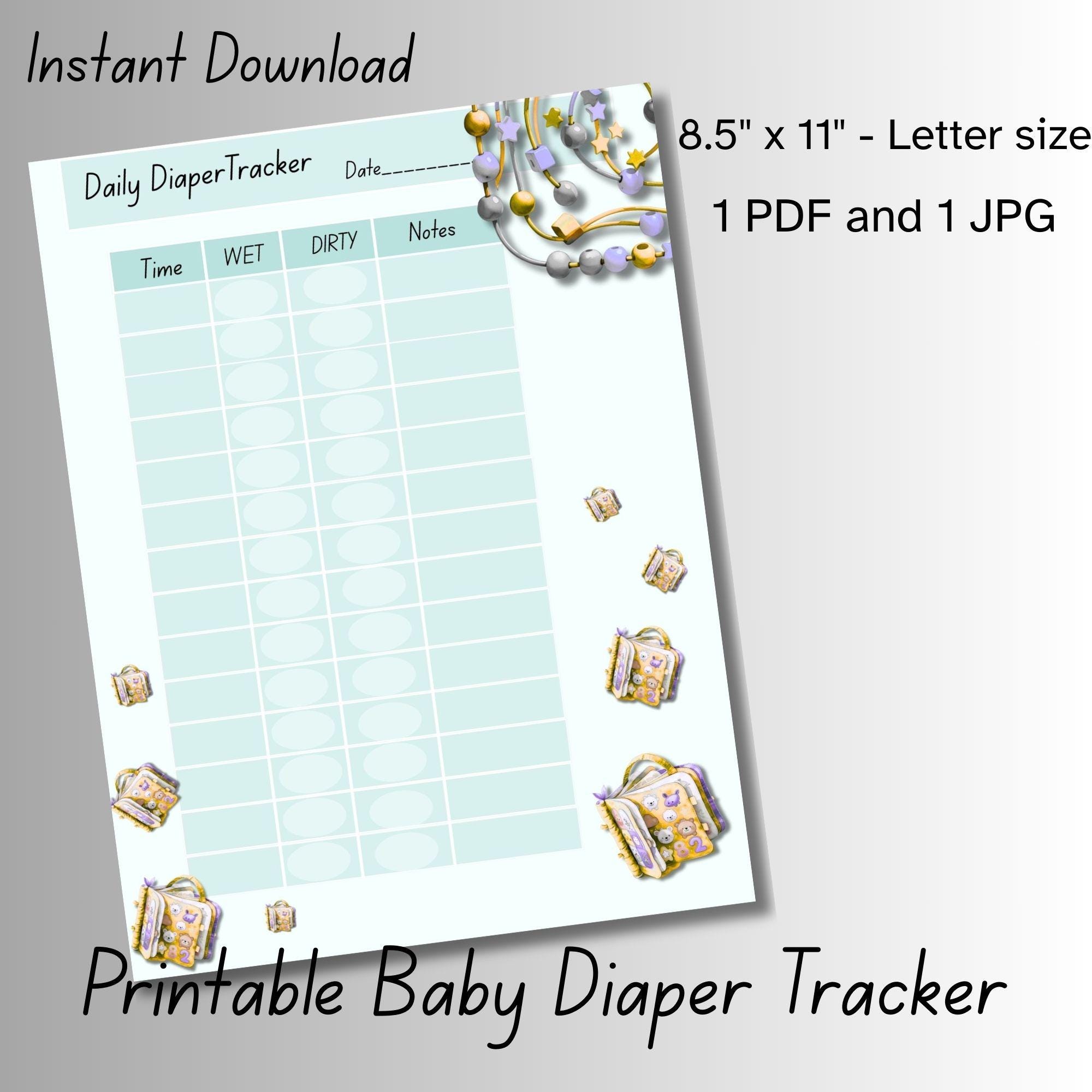 Baby Daily Diaper Log Printable – Newborn Nursery Tracker for Parents ...