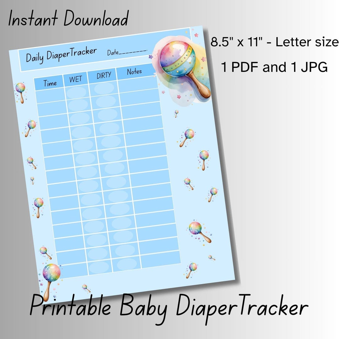 Printable Daily Diaper Tracker for Newborns – Baby Nursery Log for ...