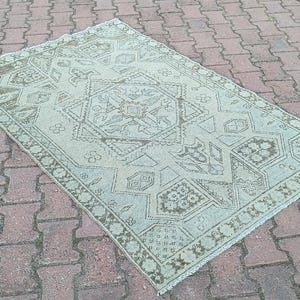 ハンドメイドウール＆コットンヴィンテージトルコラグ 3.6x5.6フィート
