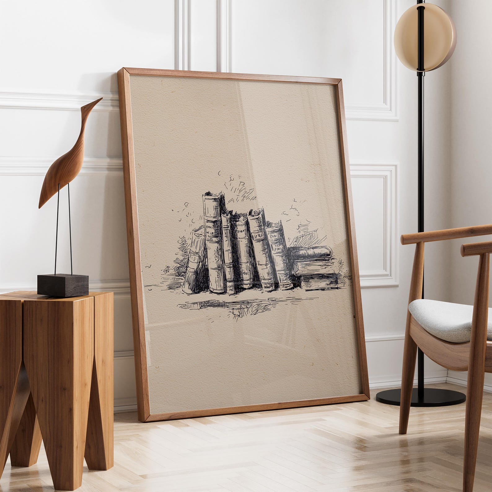 Floral Book Stack Sketch Print | Book Lover Gift | Cozy Reading Nook ...