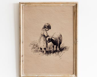 The Shepherdess by Johann Baptist Hofner – Pastoral Girl With Lamb