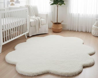 Alfombra en forma de nube: suave alfombra de felpa blanca, decoración escandinava