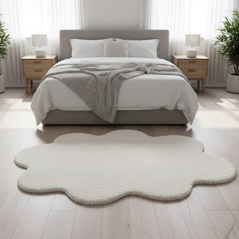 Cloud Shape Rug Cloud Shaped Rug: Soft White Plush Carpet, Scandinavian Decor - Etsy