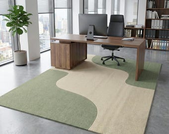 Alfombra moderna para exteriores, color verde crema, para balcón y patio, decoración minimalista y contemporánea.