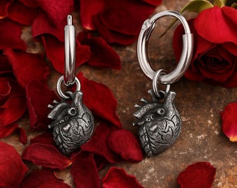 Anatomische hartoorbellen - gotische oorringen, punkrocksieraden - alternatieve anatomische sieraden - uniek medisch studentcadeau