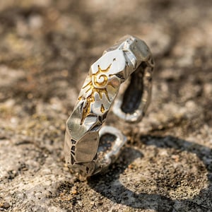 Justerbar ring med solrunor, minimalistisk himmelsk ring, gotisk boho unisex gåva