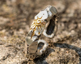 Anello regolabile con runa del sole, fascia celeste minimalista, regalo unisex in stile gotico boho