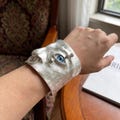 Surreal Face Cuff Bracelet, Abstract Eye Silver Cuff, Wide Statement Bangle, Artistic Sculptural Jewelry, Gothic Boho Bracelet Gift product logo