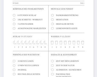 Glow Up Challenge Template | 30 Days of Self-Care Printable | Self-care & Mental Health Tracker | Digital Download A4 | Wellness Planner