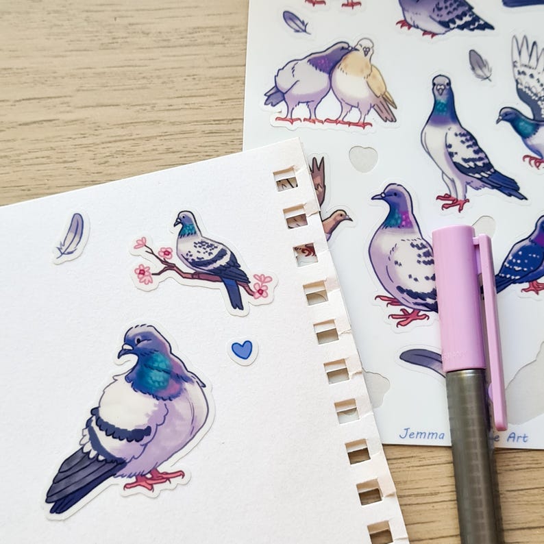 Pigeon Sticker Sheet – 19 Cute Bird Stickers, Journaling - Etsy