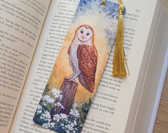 Barn Owl Bookmark - Watercolour Print - Book Reader Gift