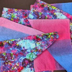 Cloth Napkins (set of 4) Handmade, Luncheon/Dessert-sized Blue Abstract and Sunset
