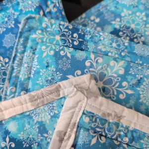 Pot Holder - Winter Kitchen Decor, Handmade Blue Snowflake Insulated