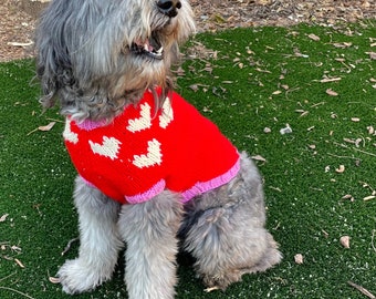 Hearts Dog Sweater | Valentine's Day Dog Sweater | Made to Order