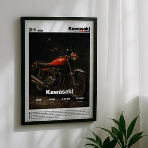 Kawasaki Z1 900 Motorcycle Poster: Vintage Japanese Superbike Art (PNG Digital Download)