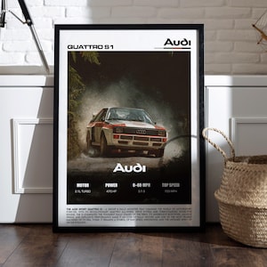 Audi Sport Quattro S1 Poster – Group B Rally Legend Wall Art Print for Garage, Office, Man Cave, or Living Room