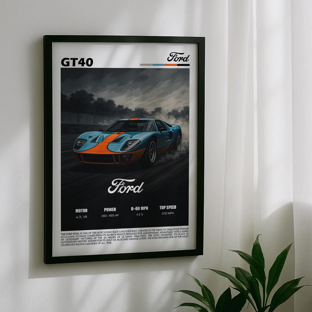Ford GT40 Gulf Livery Poster: Le Mans Race Car Art (PNG Digital ...