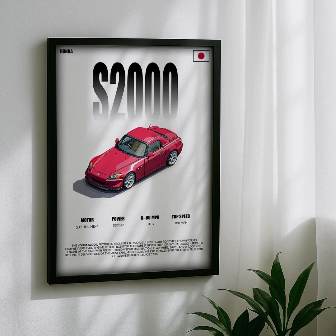 S2000 Poster Honda S2000 Poster: JDM Roadster Wall Art, F20C Engine Print - Etsy