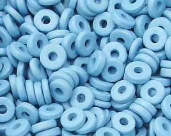 25 Pale blue 8mm Washers Greek Ceramic Beads