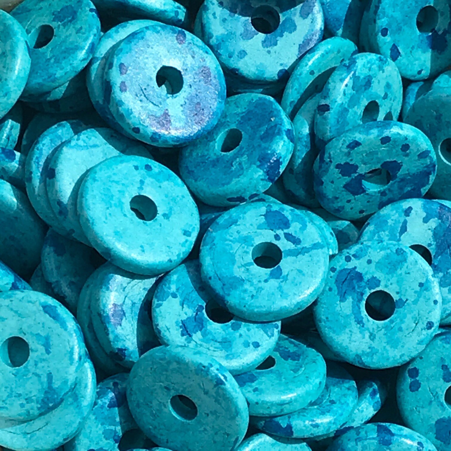 25 Caraibi screziati 13mm Lavatoie perline in ceramica greca