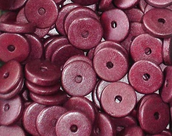25 Metallic raspberry 13mm Washers Greek Ceramic Beads