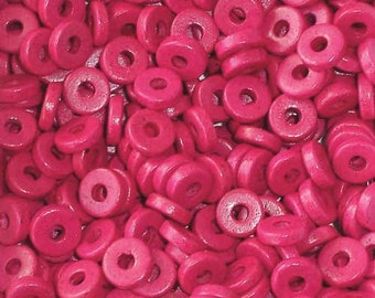 25 Fuchsia pink 8mm Washers Greek Ceramic Beads