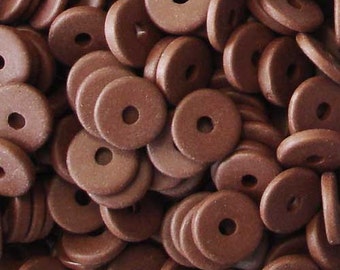 25 Chestnut brown 13mm Washers Greek Ceramic Beads