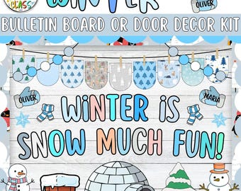 L'inverno è neve, molto divertimento! / Kit per decorazioni invernali e di gennaio per porte o bacheche