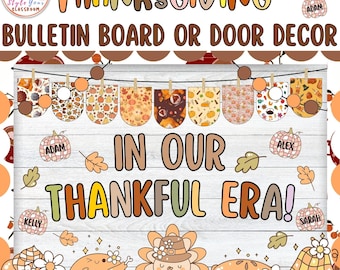 In Our Thankful Era: Thanksgiving Turkey Bulletin Board or Door Decor Kit | Fall