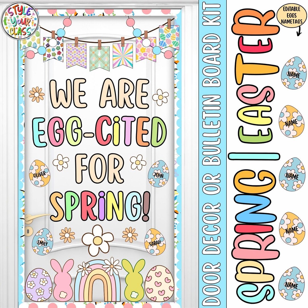 We Are Egg-cited for Spring!: Spring and Easter Bulletin Board or Door ...