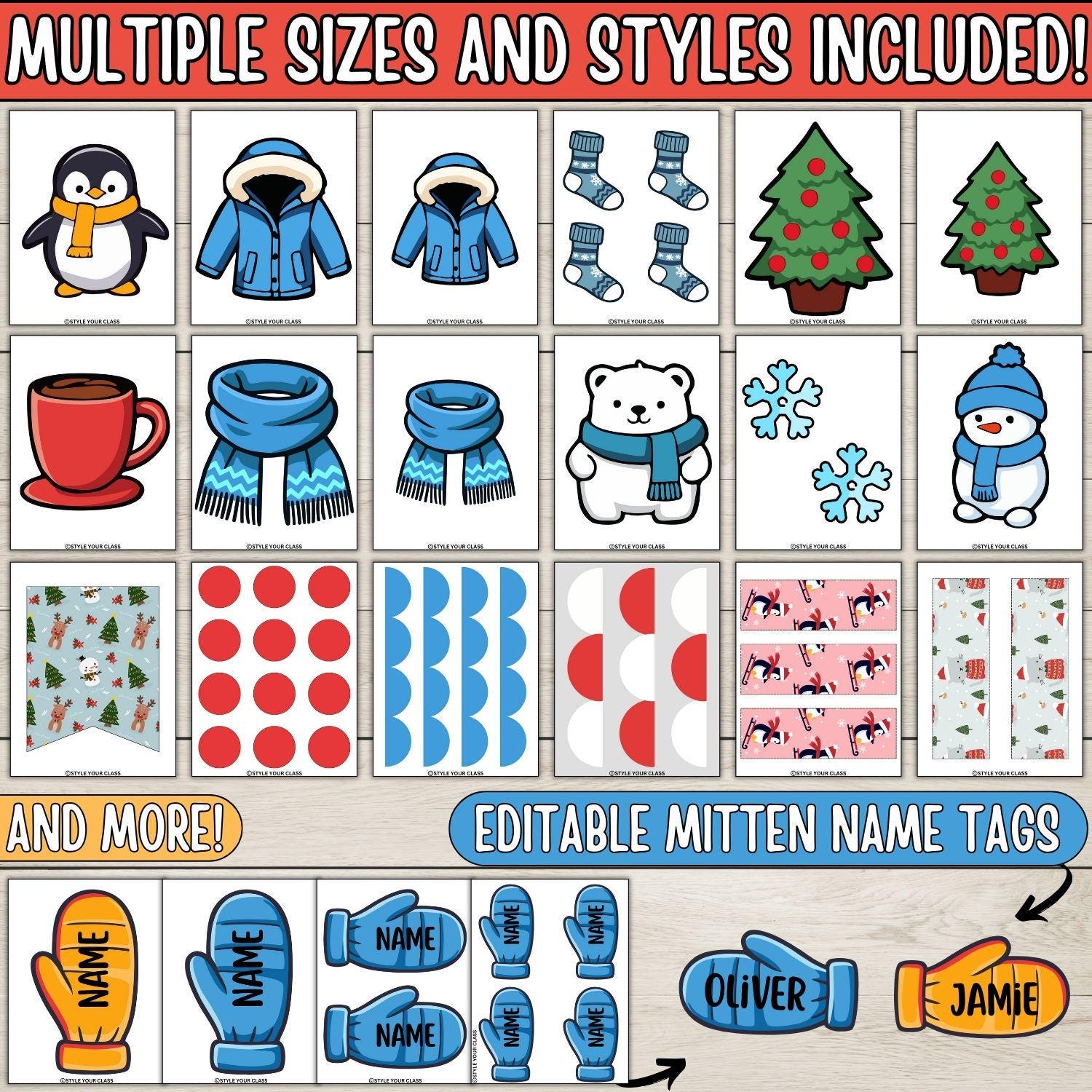 Winter & Christmas Door Decor or Bulletin Board Kit | Our Class is Snow ...