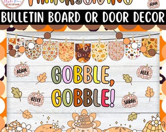 Gobble, Gobble!: Thanksgiving Turkey Bulletin Board or Door Decor Kit | Fall