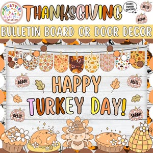 Happy Turkey Day!: Thanksgiving and Fall Bulletin Board or Door Decor Kit