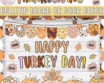 Happy Turkey Day!: Thanksgiving and Fall Bulletin Board or Door Decor Kit