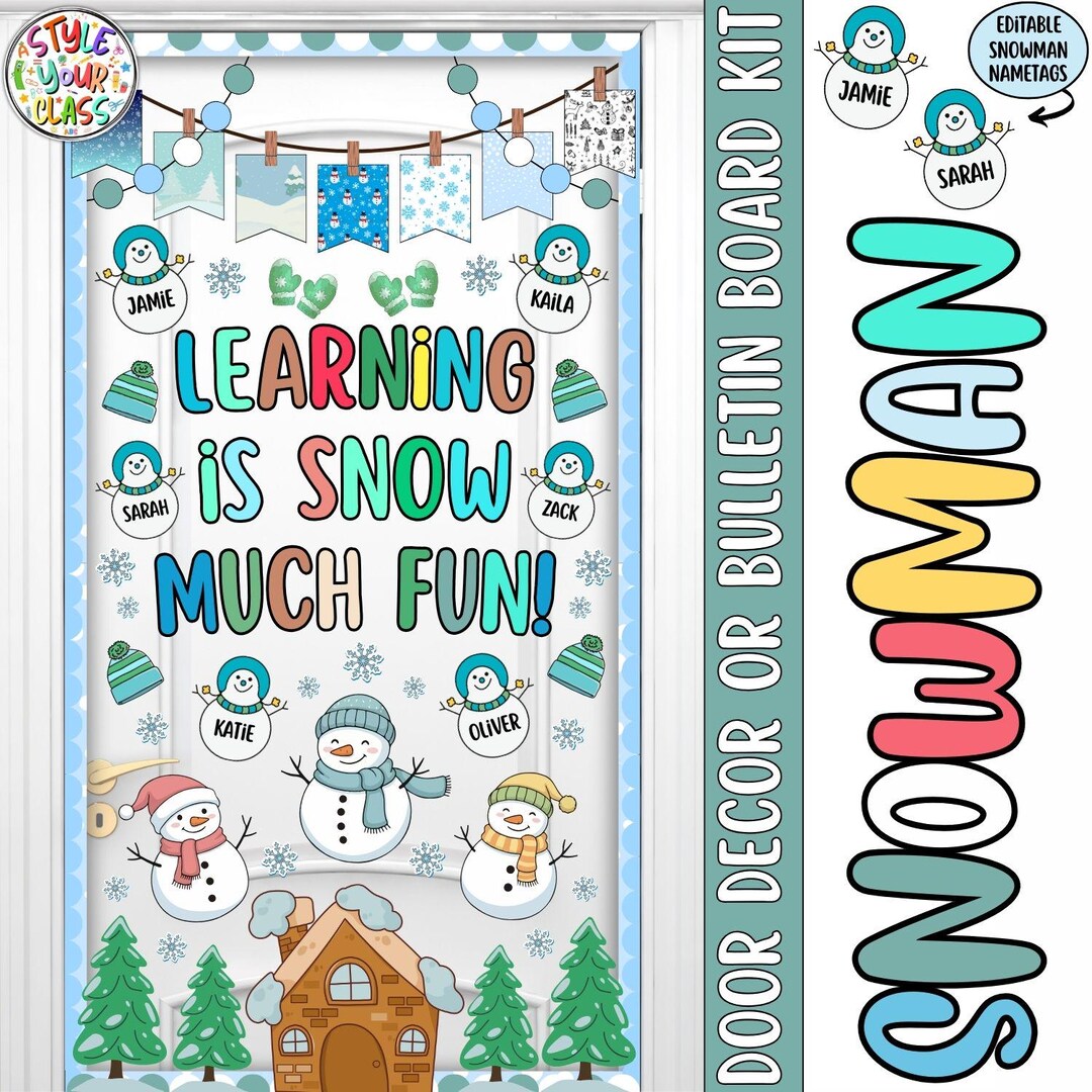 Snowman Winter Door Decor or Bulletin Board Kit | Learning is Snow Much ...