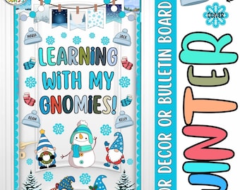 Kabouters winterdeurdecor of bulletinboardkit | Leren met mijn kabouters!