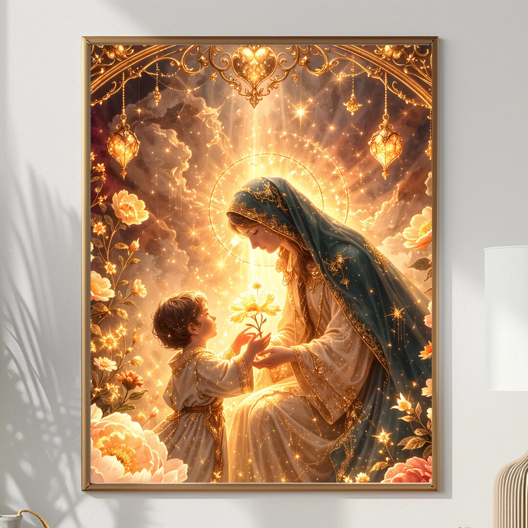 Virgin Mary Child Wall Art Framed Print Catholic Marian Christian ...